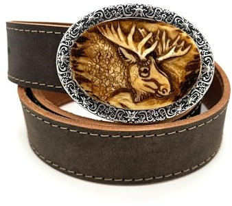 Almbock Ledergürtel Herren - Trachtengürtel Herren Leder - Ledergürtel Herren 110 cm