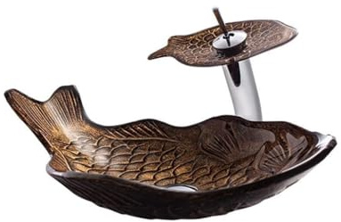 CHICKEN Bathroom Vanity Bathroom Vessel Sink Bathroom Fashion Wash Basin Tempered Glass Wash Basin Hotel Art Over Counter Sink Bathroom Sink Pot (Color : B, Size : Sink Set)