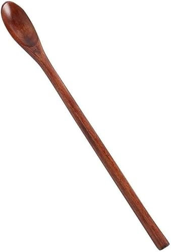Cuchara de miel marrón, cucharas de madera de mango largo, cuchara agitadora, cuchara de café, cucharadas de té, vajilla, cucharas de cocina para cocinar accesorios de café, 6 procesados profesionales