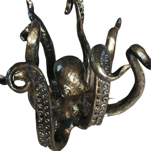 Reheyre Octopus Mug Holder, Coffee Mug Holders, Resin House Organizer Station with 6 Hooks, Countertop Mug Stand Rack for Home Kitchen Coffee Bar, Creative Gift Indoor Outdoor Decoration Bronze Coffee