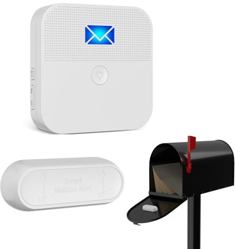 COTINSE Allarme cassetta delle lettere per posta consegnata Briefkasten Alarm Mailbox Alert Benachrichtigungssystem für Briefkästen, 600 Fuß Reichweite, drahtloser,Briefkastensensor mit LED-Anzeige