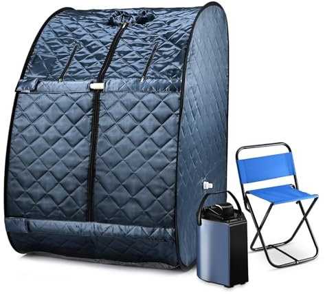 Sauna Pliable Cabine Sauna À Vapeur Portable for La Maison, Hammam Complet Portable 3 L 800 W, Tente De Sauna Domestique avec Cuiseur Vapeur, Chaise, Télécommande Incluse, Noir