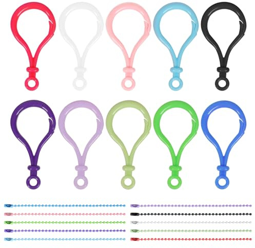 Mardatt Lot de 160 anneaux porte-clés en plastique multicolores de 5 x 2,6 cm, fermoirs mousquetons pour sac à dos, anneaux ouverts, crochets mignons pour loisirs créatifs, jouets, sacs à dos