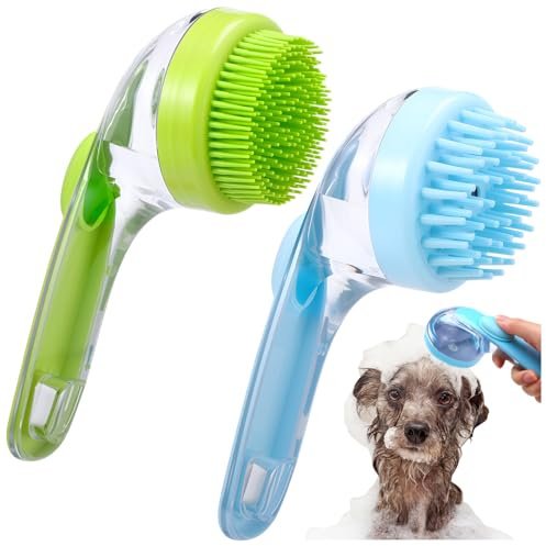 2 Stück Waschbürste für Hunde,Hundewaschbürste Mit Seifenspender,Waschzauber Haustier Badebürste,Hundebürste für Hunde Und Katzen