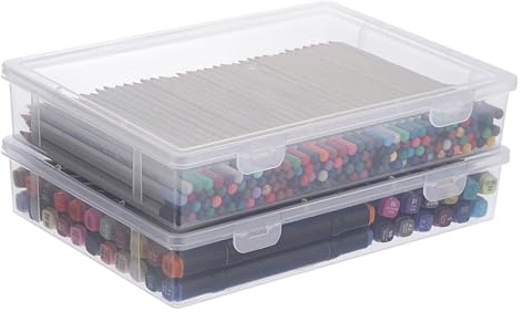 Neuytiky 2 Piezas Cajas Transparentes de Plástico,Caja de Archivo Transparente A4,Impermeable Cajas de Plástico con Tapa,para Documentos,Bloques,Fotos,Cartas,Papelería