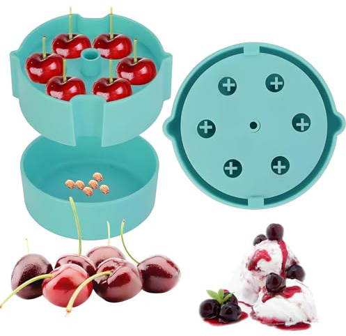 Snocciolatore per Ciliegie a 6 Fori,Dancepandas Togli Noccioli Ciliegie,Leva Nocciolo Ciliegie,Denocciolatore Cherries Snocciolatu Strumento,Ciliege Seed Remover Multifunzionale