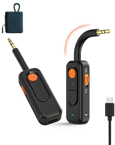 Ouitble Bluetooth 5.4 Sender und Empfänger 2 in 1 Bluetooth AUX Audio Adapter Transmitter und Receiver Auto für PC Kopfhörer Autoradio Stereoanlage Spielkonsole