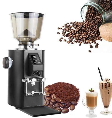 Molinillo de café eléctrico con fresa plana de 64 mm, 9 ajustes y pantalla digital, 350 W, 2800 rpm, dosificación doble.(Black)