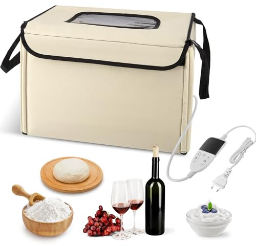 Brot Gärbox Sauerteig mit Heizung, Faltbare Brot Gärschrank Einstellbare Temperatur & Timer, Teiggärbox Mit Deckel, Heizung Teigbox für Pizza, Reiswein, Natto, Joghurt