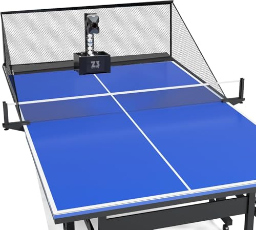 OUKANING Robot da Ping Pong - Macchina Automatica per Allenamento, 10 Modalità, Velocità 4-40m/s, Frequenza 35-90 Palline/min, Capacità 100 Palline, Rete 152x137cm – Per Scuole e Sport