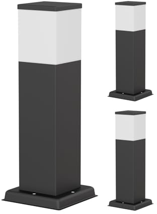 ledscom.de 3x Pollerleuchte POLLY für außen, 35cm, schwarz, inkl. G9 Leuchtmittel, 501lm, warmweiß