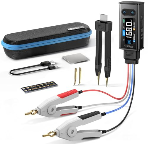 FNIRSI LCR-ST2 Medidor ESR LCR 100kHz con Pinzas, Función de Comparación&Ordenación Auto, Comprobador de Resistencias, Condensadores, Inductores, Diodos, Voltaje, Continuidad, Escaneo Banda Completa