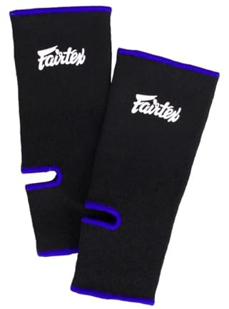 FAIRTEX Ankle Support AS1 Muay Thai Ankle Supporter Ankle Support Kickboxing Martial Arts Socks for Men Women Black/Blue (L/XL)
