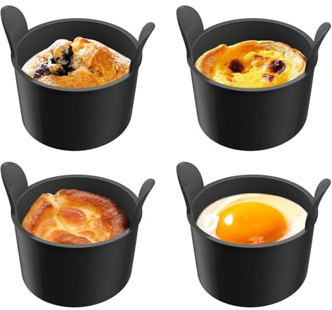Hueveras de silicona – Silicona 7x7x6cm Juego de 4 | Mini moldes reutilizables para huevos escalfados gofres magdalenas | Accesorio de cocina práctico para hornear fácil y pastelería diaria