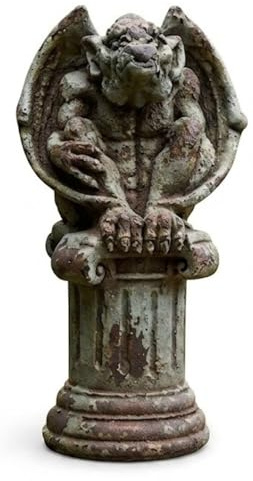 My Square Mile Gargoyle Garden Ornament Winged Gothic Sculpture on Plinth, Stone Effect Resin, Large 46cm, Indoor and Outdoor Use