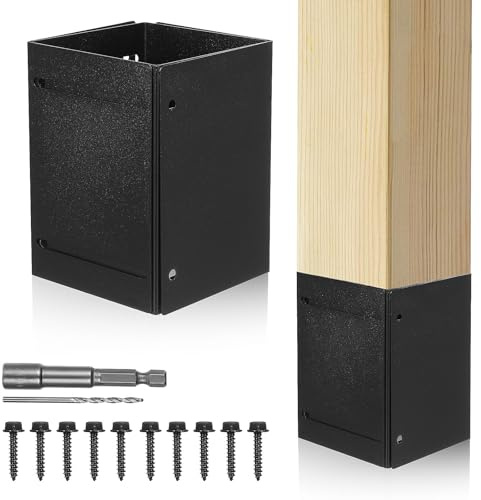 Generic Kit de Protección Ajustable para Postes de Metal Negro, Funda Protectora Robusta para Buzones y Cercas de Madera, Instalación Fácil para Exteriores