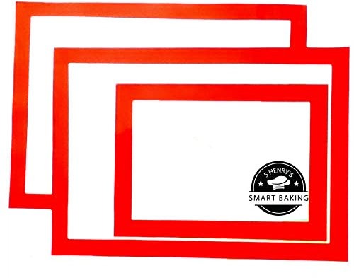 Silicone Baking Mat, Reusable Non-Stick Baking Mats, Cookie Baking Tray - BPA Free LFGB Certified - 3pcs Different Sizes Silicone Baking Mats Sheet Pans for Baking