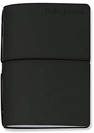 Veloflex Bullet Journal N132114 - Cuaderno de notas (13 x 21 cm, piel regenerada, cierre de goma, con 2 cuadernos: cuadrícula de puntos en blanco e inserto de calendario), color negro