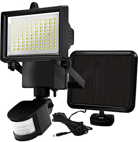 LUMISKY / LUMIJARDIN Projecteur solaire noir eclairage puissant panneau solaire déporté LED blanc COOPER BLACK H22cm avec détecteur de mouvement orientable