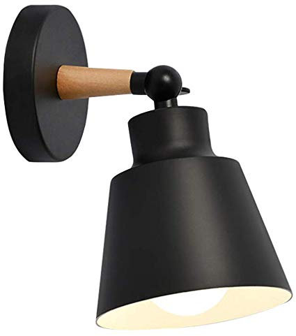 Chao Zan Moderno Stile nordico Vintage Industrial LED Applique,E27 Creativa Legno+Metallo Lampada da Parete in,Faretti,Lampada da parete regolabile a 90 gradi, Ristorante/bar/camera da letto/loft/bar