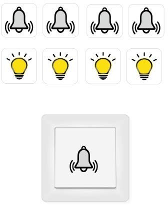 8 Stück Schalter Aufkleber Glocke Licht rauf runter Symbole, Abziehbild (R23/19/4) (1,5 cm x 1,5 cm)