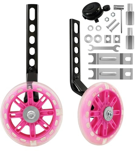Kids Bike Stabilisers for Childs Bike Support Bike Wheels 12-20 Inch | Bicycle Training Wheels Mute Flash Wheels with Adjustable Bicycle Stabiliser Mounted Kit