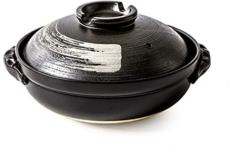 Japanischer Hot Pot, Hitzebeständiger Keramikauflauf Mit Deckel, Langsamer Eintopf, Runde Auflaufform, Suppentopf Mit Suppentopf, Ölfreier Kochtopf.-B||2.8L