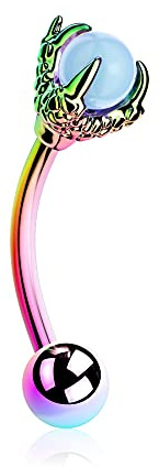 OUFER Body Piercing Boucles d'oreilles Rook avec Griffe de Dragon pour Sourcil, Anneaux 16G en Acier Chirurgical 316L, Barre Courbée pour Piercing Rook Daith, 16GA/1.2mm