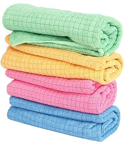 Yuecoom Chiffon de Nettoyage en Microfibre à Usage général, 4 pièces Chiffon de Nettoyage en Microfibre Serviette de Nettoyage de Vaisselle résorbable Outil de Nettoyage de Cuisine
