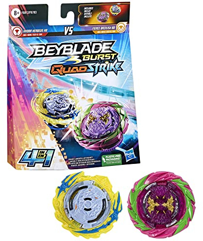 Hasbro beyblade burst quadstrike 2-pack med fierce bazilisk b8- och hydra kerbeus k8-snurror, stridssnurror