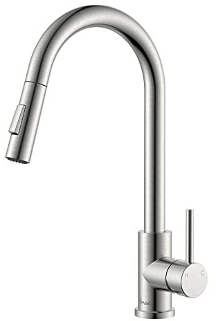 APPASO Wasserhahn Küche, Küchenarmatur Ausziehbar 360° Drehbar, Hochdruck Mischbatterie mit 20 Zoll Flexschlauch, Einhand-Spültischarmatur für Küche | Gebürstet