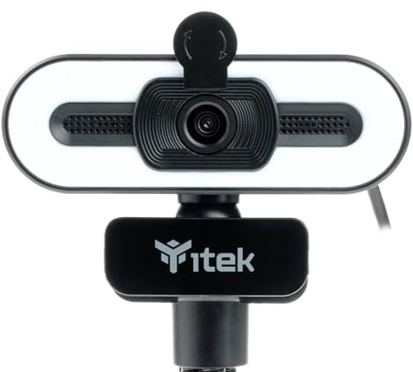 iTek Webcam avec Microphone W401L - Full HD, 30FPS, lumière LED 3 Modes USB, trépied
