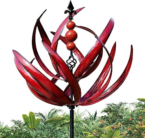 Metal Wind Spinner - Outdoor Wind Spinner - 3D Kinetic Wind Spinner With Metal Garden Stake - Wind Spinner Windmill For Garden - Wind Sculpture - Wind Spinners Stakes Ornaments For Yard