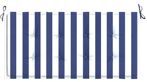 Tidyard Gartenbank Auflage, Bankauflage Sitzkissen Outdoor, Polsterauflage Auflage für Gartenbank, Bankpolster Bankkissen, Blau&Weiß Gestreift 120x50x3 Oxford-Gewebe