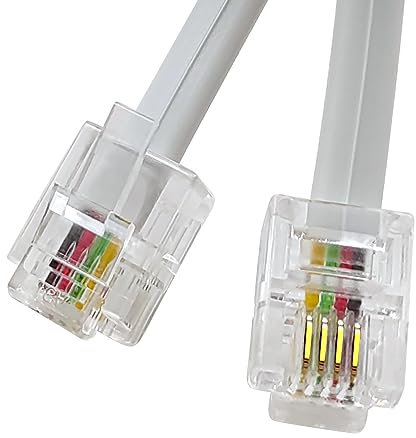 XANHAM Cavo telefonico lungo 15 metri con connettori RJ11 6P4C per telefono fisso, fax e modem, sia da parete che da parete, bianco, AV04220