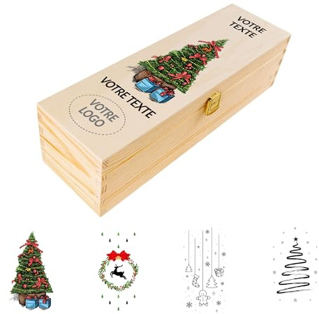 Creative Deco Weihnachtsgeschenke Personalisierte Weinkiste für 1 Flasche | Holzkiste Personalisiert Wunschtext + Foto Ostern Geschenke | Individuelle Geschenk | Weihnachtsdeko Für Frauen, Männer