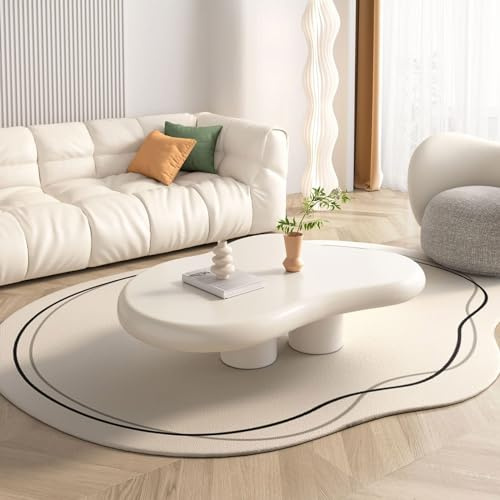 Wohnzimmertisch Weiß 100cm Modern Couchtisch Holz Form Der Wolke Sofatisch Klein Mit 4 Stabilen Tischbeinen Mode Design Kaffeetisch Wohnzimmer Für Schlafzimmer Wohnzimmer Möbel Dekoration ( Size : 100