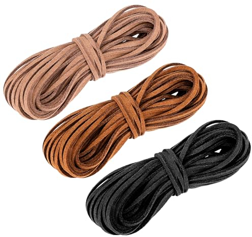 Wildleder Schnur 2mm × 10M, Lederschnur Flach, Lederband Kette, Faux Wildleder Schnur für DIY Armband Halskette