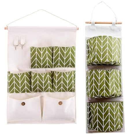 2PCS Hängeorganizer Tür Wand Hängeaufbewahrung Organizer Taschen Wand Hängende Aufbewahrungstasche Kinder mit Taschen Organizer Utensilientasche Hängend Camping Wandorganizer für Bad,Zimmer-Grün