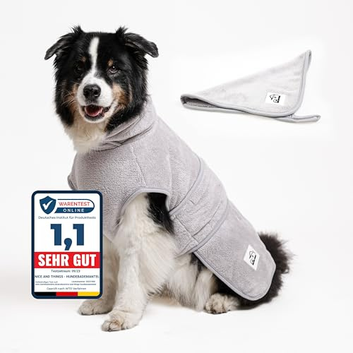 Hundebademantel Größe L Grau Saugfähiger Hunde Bademantel aus Mikrofaser Hund Handtuch Mantel schnell trocknend Hundemantel nach dem Baden Hund trocknen nach Regen & Schwimmen