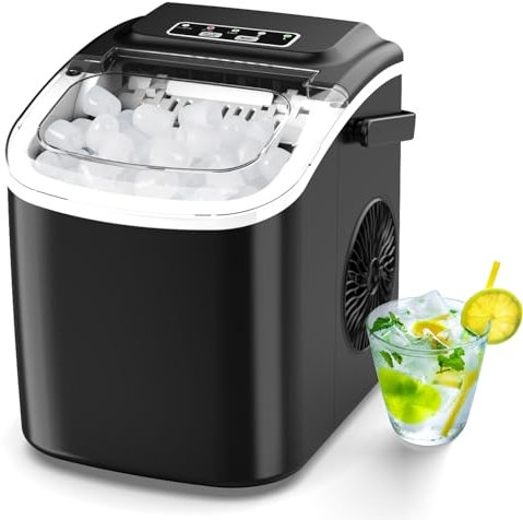 Ice Machines for Home Countertop Ice Maker with Handle 9 Ice Cubes Ready in 6 Mins, Auto-Cleaning Portable Ice Machines for Home, Black