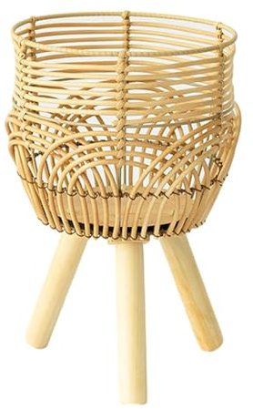 rockible Cestino Intrecciato per Piante con Gambe Vaso da Fiori Cestino Semplice Fioriera Cestino in Rattan per Ufficio Dormitorio Soggiorno caffè Decorazioni
