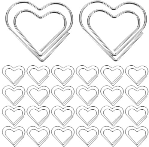 TEHAUX 100stücke Titel Herzförmige Büroklammern Dekorative Papierclips Für Dokumente Hochzeit Büro Metallische Clips Für Schule Studium