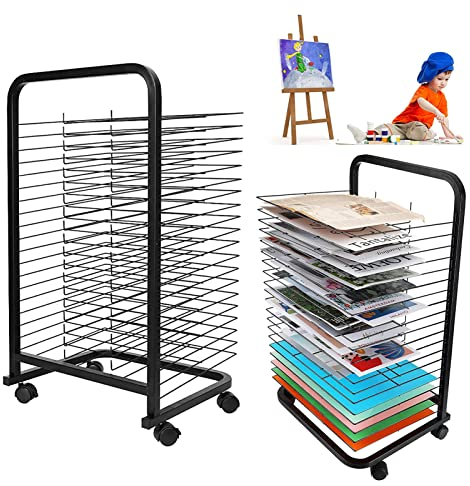 XNXYSMKJ Mobiler Kunst-Trockenständer, stapelbarer Kunst-Trockenständer aus Metall und Stahl, 20 Schichten Kunst-Trockenständer für Gemälde, Kunsthandwerk, Kunstwerke, Leinwand, Aufbewahrungsständer