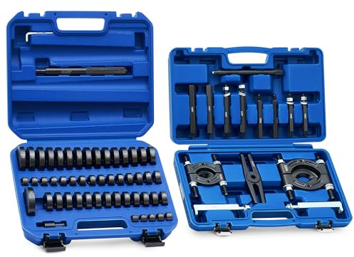 Orion Motor Tech 2 in 1 Bushing Driver Tool & Bearing Press Kit, Complete Bushing & Bearing Service Kit with 2 and 3 Jaws, 5 Ton Capacity Bearing Separator, Heavy Duty Wheel Bearing Puller Tool Set