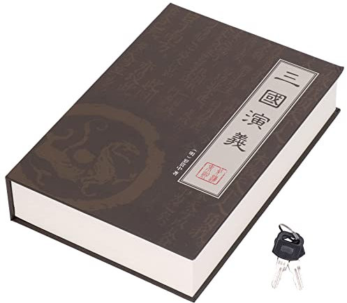 Cassaforte per libri, cassetta di sicurezza per libri Struttura robusta in ferro e carta come il vero classico Realistico facilmente incorporabile con serratura a chiave, scatola (Three Kingdoms)