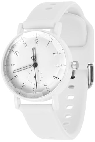 OFFCUP Montre pour Femme avec Bracelet en Silicone, Montres de Sport de 38 mm, Montre Analogique Quartz avec Cadran Facile à Lire, Montre de Poignet pour Infirmières Etudiantes Filles (A-Blanc)