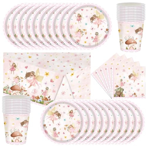 Lot de 61 vaisselle de fête d'anniversaire pour enfants, avec assiettes en carton, gobelets, serviettes et nappes, convient pour 20 anniversaires d'enfants