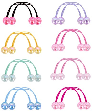 16PCS Ball Bobbles, Cute Ball Hair Tie Elastic Ponytail Holder Acrylic Ball Bubble Hair Rope No Damage Colorful Hair Ball Decorative Hair Accessorie for Girls' Hair Decoration with Different Hairstyle