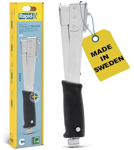 Rapid R54 - Marteau Agrafeur pour Toitures/Moquettes/Isolation, 100% Acier, Compatible avec les Agrafes n°140 de 6-14 mm Rapid, Emballage Boîte Carton - (5001696)